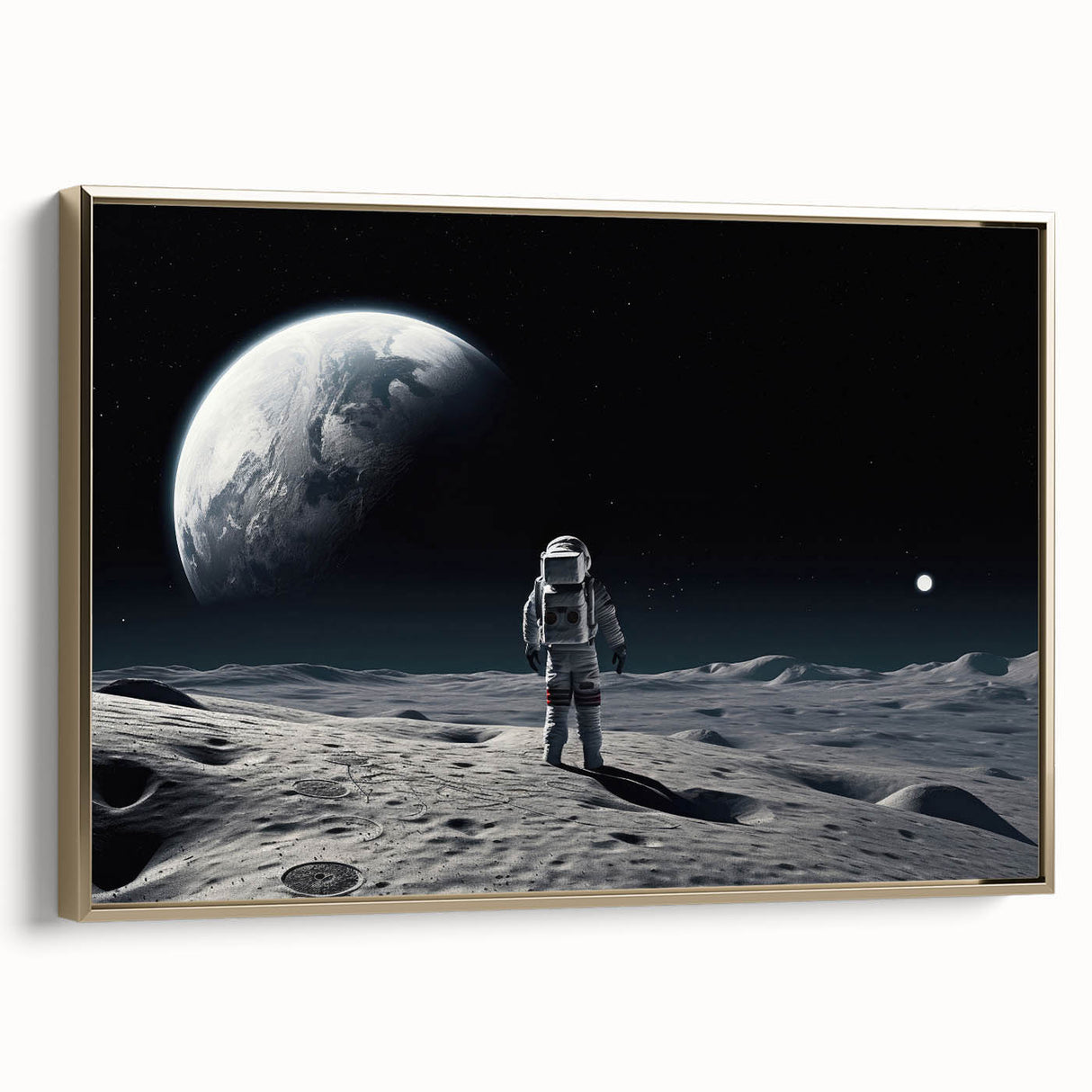 Astronaut Wall Art: Space Explorer Canvas with Cosmic Sunburst