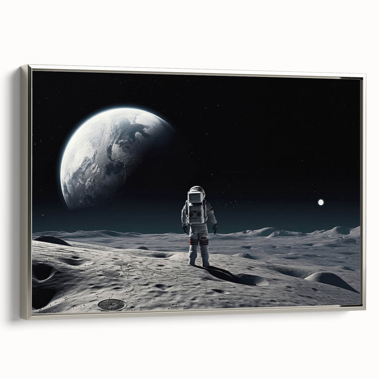 Astronaut Wall Art: Space Explorer Canvas with Cosmic Sunburst