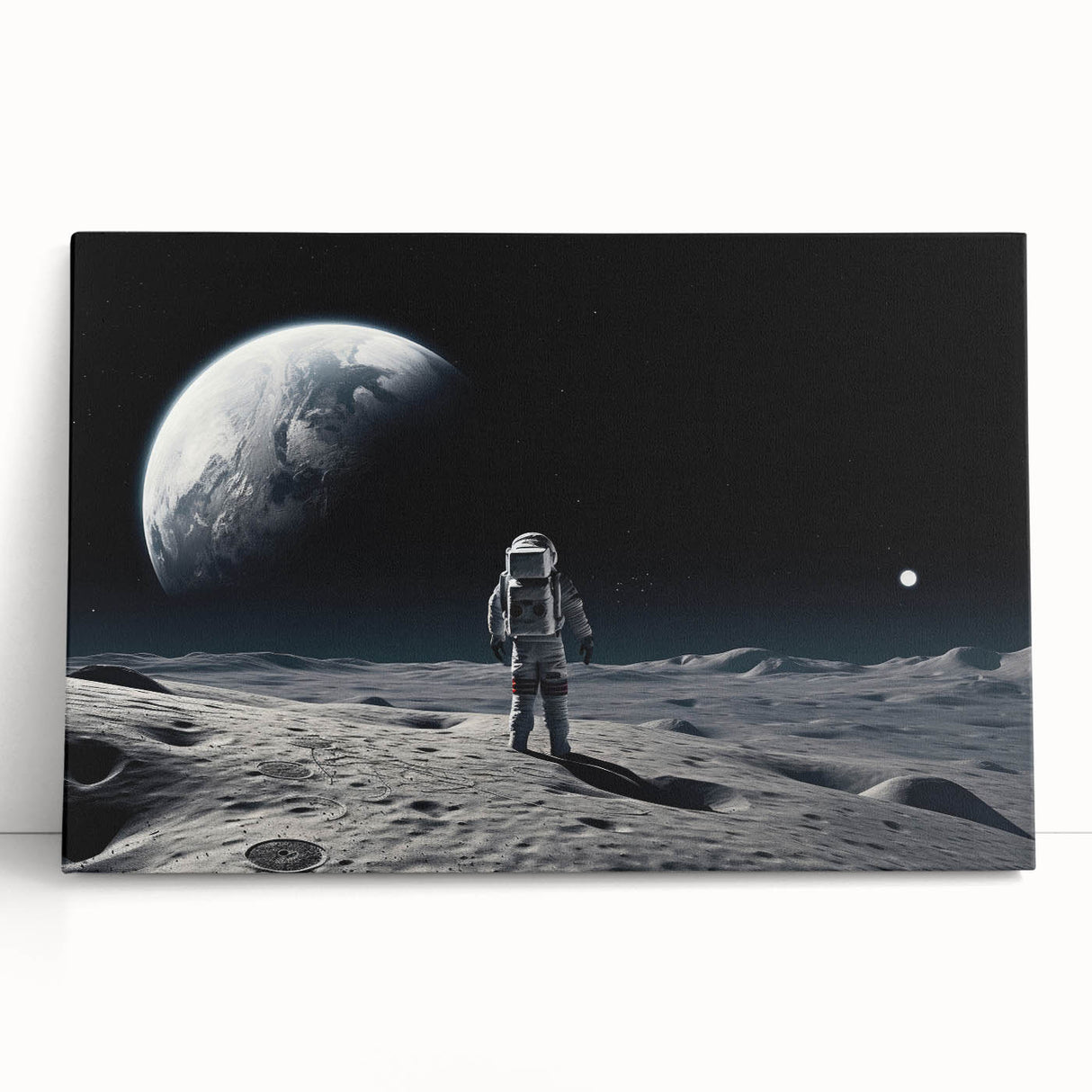 Astronaut Wall Art: Space Explorer Canvas with Cosmic Sunburst
