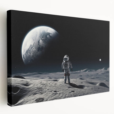 Astronaut Wall Art: Space Explorer Canvas with Cosmic Sunburst