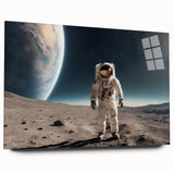Astronaut Wall Art: Space Explorer Canvas on Lunar Landscape