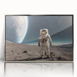 Astronaut Wall Art: Space Explorer Canvas on Lunar Landscape