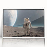 Astronaut Wall Art: Space Explorer Canvas on Lunar Landscape