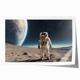 Astronaut Wall Art: Space Explorer Canvas on Lunar Landscape