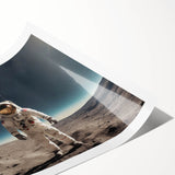 Astronaut Wall Art: Space Explorer Canvas on Lunar Landscape