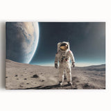 Astronaut Wall Art: Space Explorer Canvas on Lunar Landscape