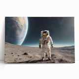 Astronaut Wall Art: Space Explorer Canvas on Lunar Landscape