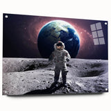 Astronaut Wall Art: Space Explorer Canvas with Earth and Galaxy View
