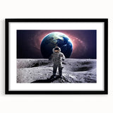 Astronaut Wall Art: Space Explorer Canvas with Earth and Galaxy View