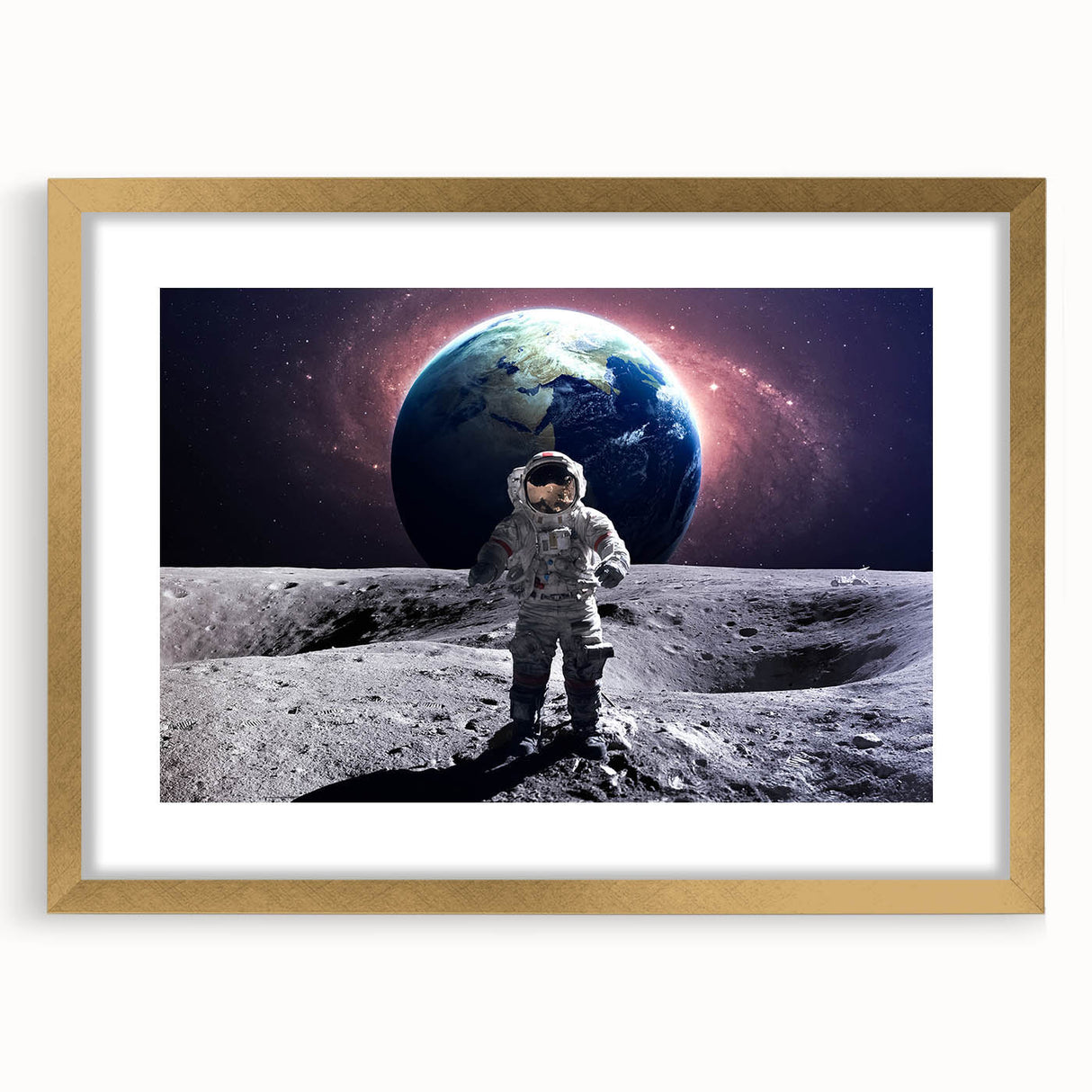 Astronaut Wall Art: Space Explorer Canvas with Earth and Galaxy View