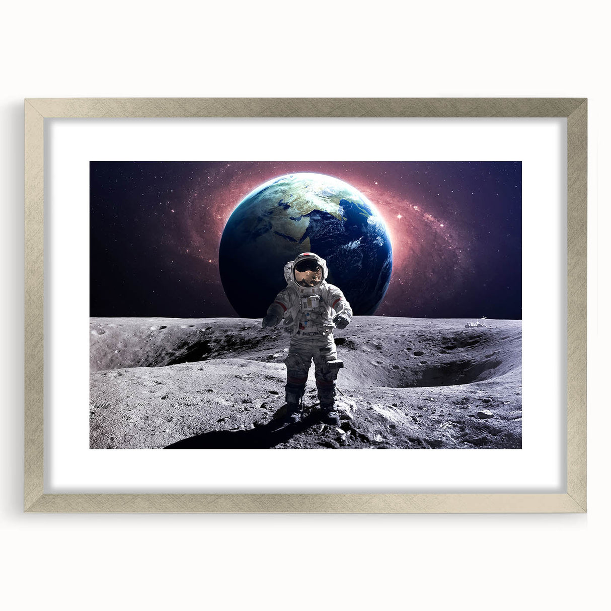 Astronaut Wall Art: Space Explorer Canvas with Earth and Galaxy View