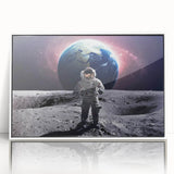 Astronaut Wall Art: Space Explorer Canvas with Earth and Galaxy View