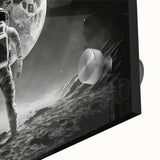 Astronaut Wall Art: Black and White Space Explorer Canvas with Moon View