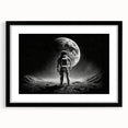 Astronaut Wall Art: Black and White Space Explorer Canvas with Moon View