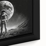 Astronaut Wall Art: Black and White Space Explorer Canvas with Moon View
