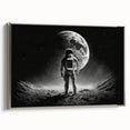Astronaut Wall Art: Black and White Space Explorer Canvas with Moon View