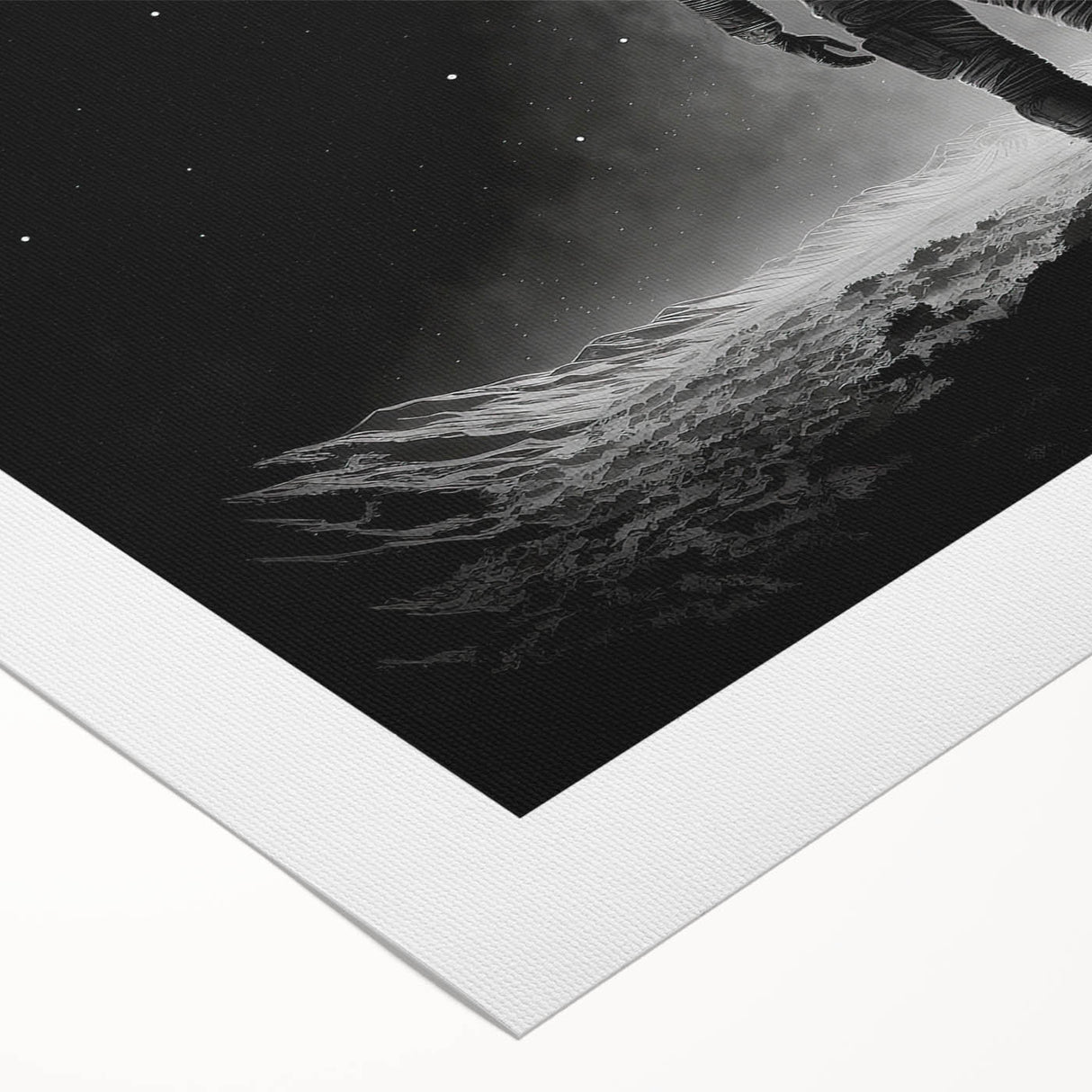 Astronaut Wall Art: Black and White Space Explorer Canvas with Moon View
