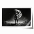 Astronaut Wall Art: Black and White Space Explorer Canvas with Moon View