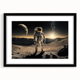Astronaut Wall Art: Cosmic Explorer Canvas with Lunar and Galaxy View