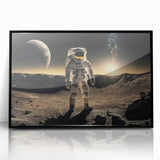 Astronaut Wall Art: Cosmic Explorer Canvas with Lunar and Galaxy View