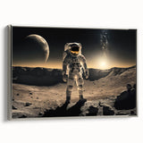 Astronaut Wall Art: Cosmic Explorer Canvas with Lunar and Galaxy View