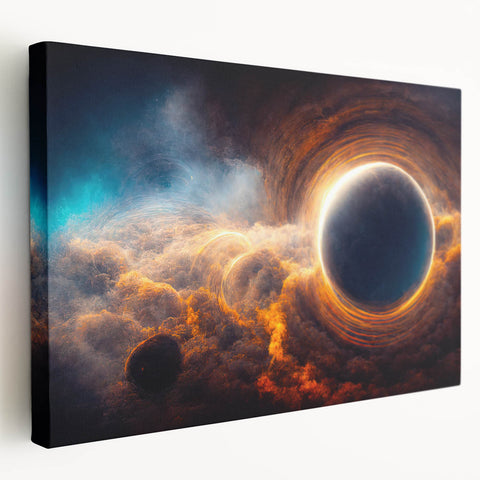Black Hole Wall Art | Cosmic Space-Themed Canvas Print | Astronomical Decor