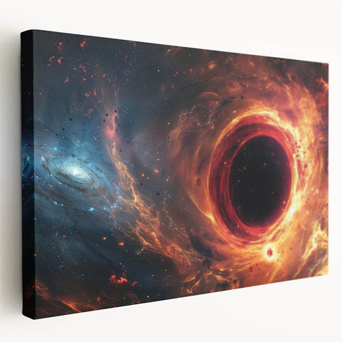 Fiery Black Hole Wall Art | Cosmic Space-Themed Canvas Print | Galaxy Decor