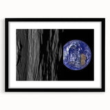 Earth from Space Art - Dramatic View of Earth and the Moon Wall Decor
