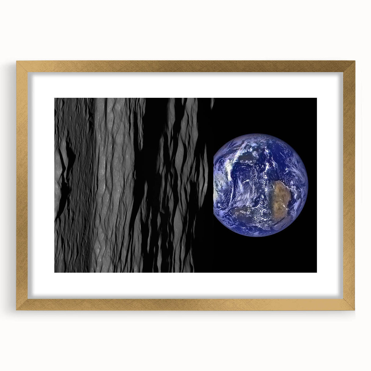 Earth from Space Art - Dramatic View of Earth and the Moon Wall Decor
