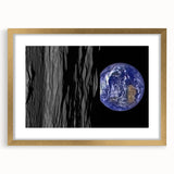 Earth from Space Art - Dramatic View of Earth and the Moon Wall Decor