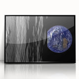 Earth from Space Art - Dramatic View of Earth and the Moon Wall Decor
