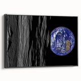 Earth from Space Art - Dramatic View of Earth and the Moon Wall Decor