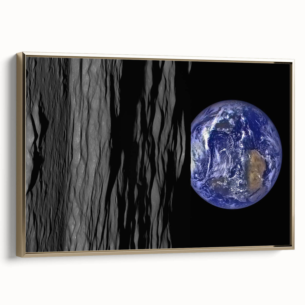 Earth from Space Art - Dramatic View of Earth and the Moon Wall Decor