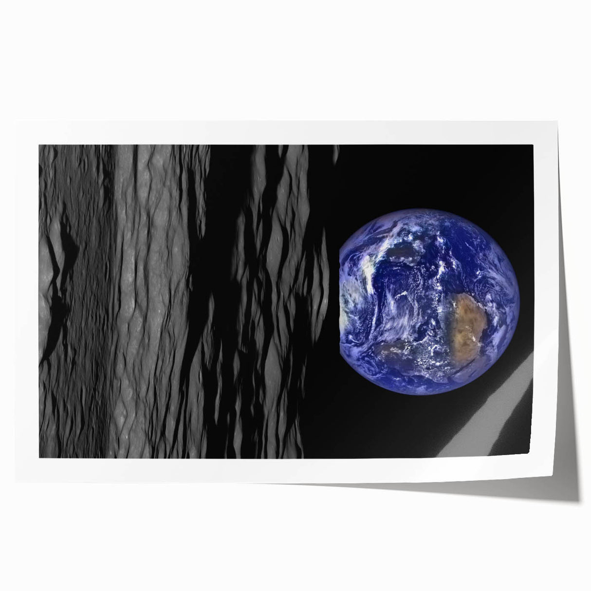 Earth from Space Art - Dramatic View of Earth and the Moon Wall Decor