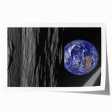 Earth from Space Art - Dramatic View of Earth and the Moon Wall Decor