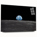 Earthrise Over the Moon Wall Art - Iconic Earth from Space Decor Print