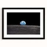 Earthrise Over the Moon Wall Art - Iconic Earth from Space Decor Print
