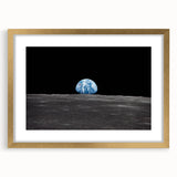 Earthrise Over the Moon Wall Art - Iconic Earth from Space Decor Print
