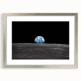 Earthrise Over the Moon Wall Art - Iconic Earth from Space Decor Print