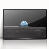 Earthrise Over the Moon Wall Art - Iconic Earth from Space Decor Print