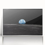 Earthrise Over the Moon Wall Art - Iconic Earth from Space Decor Print