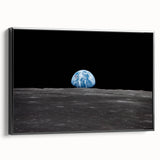 Earthrise Over the Moon Wall Art - Iconic Earth from Space Decor Print