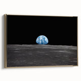 Earthrise Over the Moon Wall Art - Iconic Earth from Space Decor Print