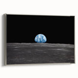Earthrise Over the Moon Wall Art - Iconic Earth from Space Decor Print