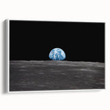 Earthrise Over the Moon Wall Art - Iconic Earth from Space Decor Print