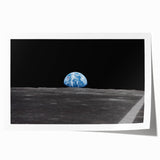 Earthrise Over the Moon Wall Art - Iconic Earth from Space Decor Print