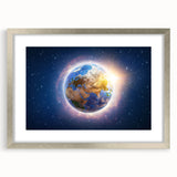 Earth Sunrise Wall Art - Glowing View of Earth from Space Decor Print
