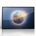 Earth Sunrise Wall Art - Glowing View of Earth from Space Decor Print