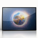 Earth Sunrise Wall Art - Glowing View of Earth from Space Decor Print