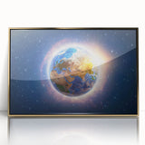 Earth Sunrise Wall Art - Glowing View of Earth from Space Decor Print